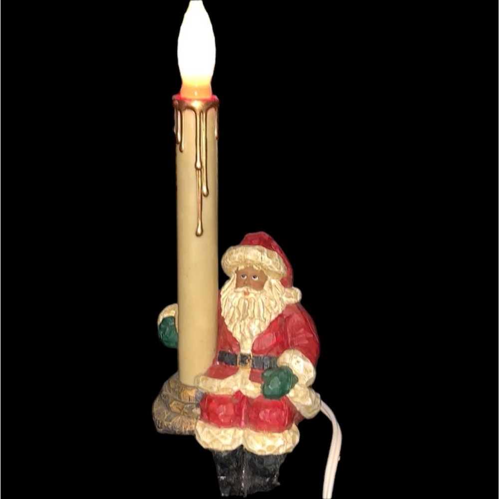 Vintage Santa light up candle stick shelf sitter with on/off switch